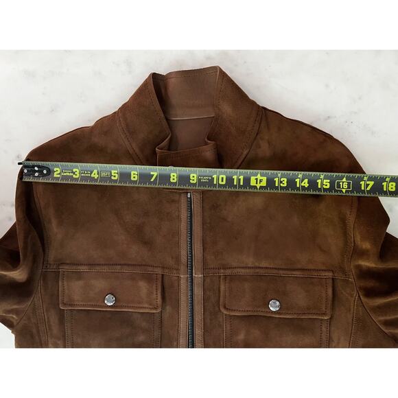 $3660 Moncler Courry Suede 2-Pocket Biker Jacket Brown Men Size 2 - NEW - Picture 14 of 16